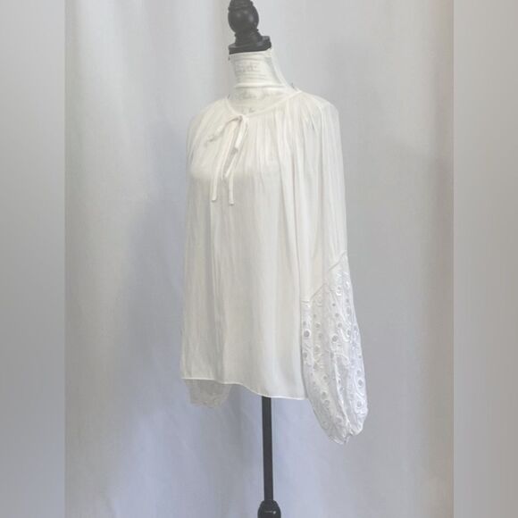 Ramy Brook Aleya Eyelet-Sleeve Peasant Top size XL - Picture 7 of 14